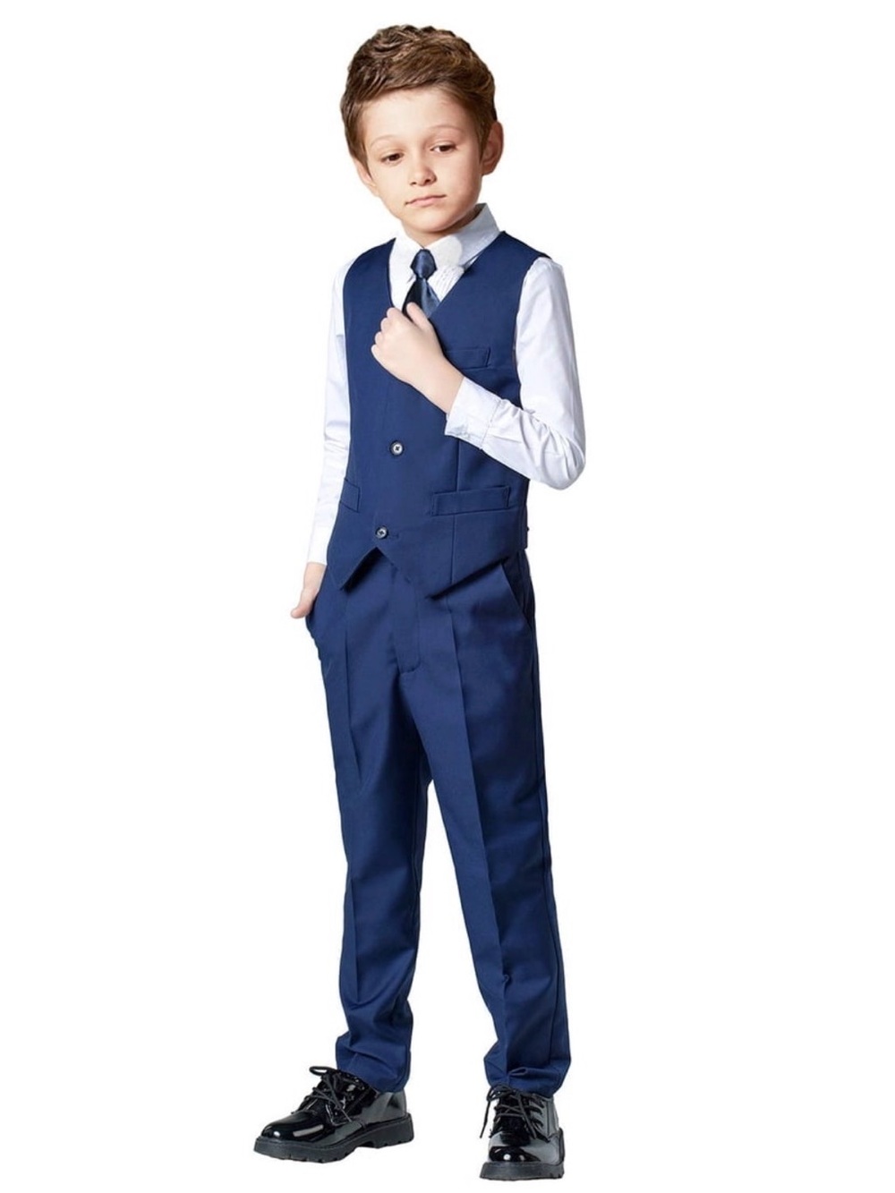 Visaccy Boys Suit 4PC Wedding Party Vest Suit Set Size 10